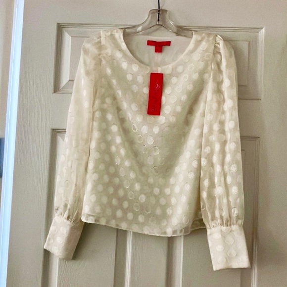 NWT Lilly Pulitzer Lambert Top in Coconut w/ Foil Printed Polka Dots XXS - Picture 2 of 6